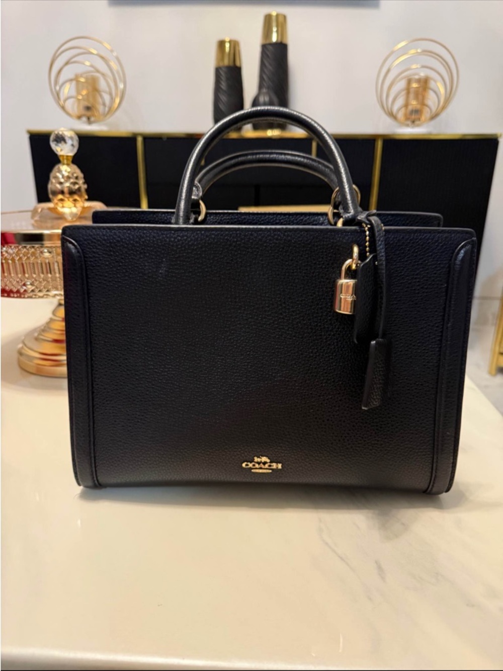Coach Black Pebbled Leather Zoe Carryall